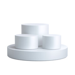 White cylinder product display podium with transparent background