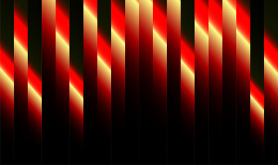 Black background with diagonal red and yellow gradient stripes. Iridescent bars create a festive tinsel-like effect, glowing with a holographic, celebratory mood.