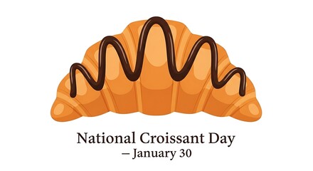 A delicious croissant with chocolate drizzle for national croissant day