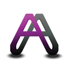 A stylized letter a logo with a purple gradient and a gray gradient on a white background design
