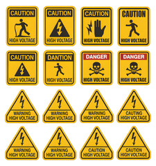 Essential high voltage warning signs collection providing critical safety alerts for industrial and electrical environments ensuring compliance and hazard prevention