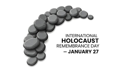 International holocaust remembrance day with stones isolated on white background