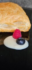 Diet dessert made from puff pastry and berries.