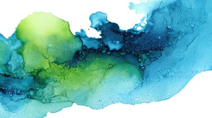 Vibrant abstract alcohol ink blending green, blue, teal, and aqua colors.
