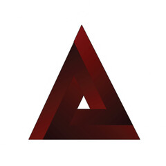 A maroon triangle optical illusion with a smaller triangle inside on a plain white background art