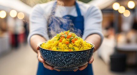Delicious Asian Fried Rice Bowl Aromatic and Inviting Street Food Presentation Culinary Masterpiece Captivating Visual Experience Gastronomic Delight Exquisite Flavor