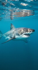 Fototapeta premium Great White Shark Underwater Beauty and Majesty Predatory Ocean Life