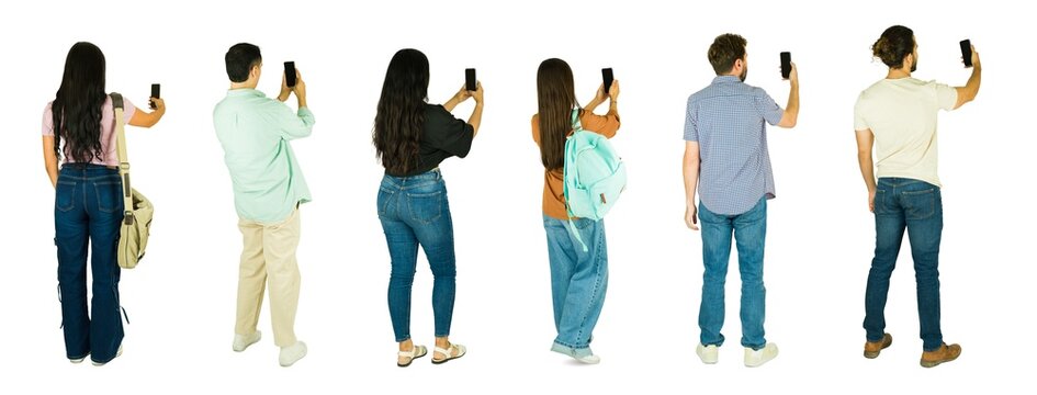 Group of people taking photos with smartphones