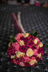 Elegant Red & Cream Wedding Bouquet with Berries