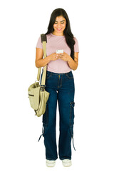 Young woman communicating using smartphone