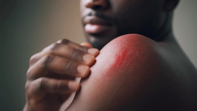 African American Man with Itchy Skin Irritation and Rash