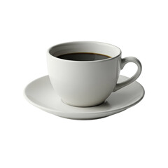 Obraz premium White Coffee Cup on Saucer with Black Coffee on a Fabric Surface