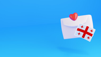 Georgia flag and envelope-3D illustration. 3d render.