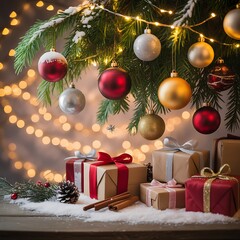 christmas tree with gift boxes