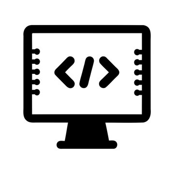 Coding development icon on computer monitor screen for programming Vector, illustration