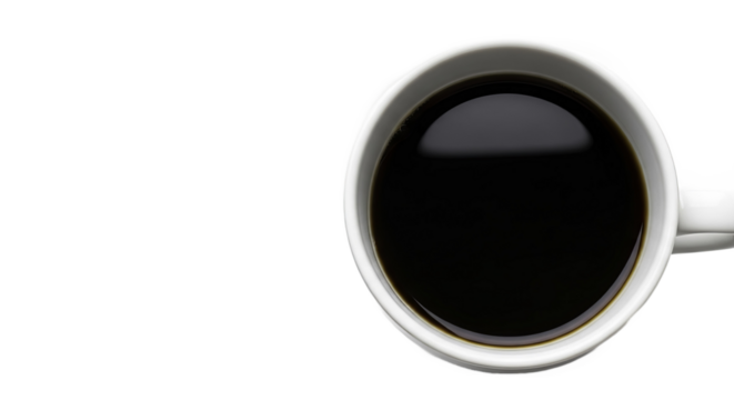 White Coffee Cup Filled With Dark Beverage Top View