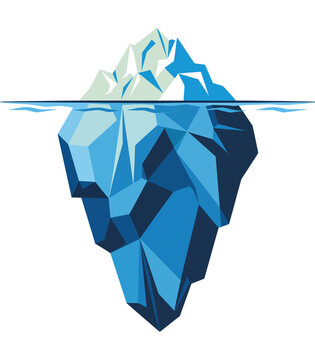 Iceberg isolated vector, polygonal geometric illustration on white background, single layer design, low poly ice formation