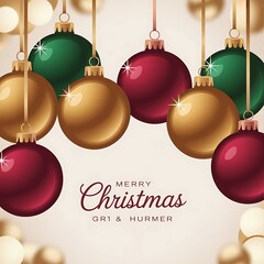 christmas balls on a red background