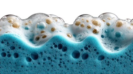 Cleansing Bubbles: Close-up of soap bubbles forming textured layers, representing cleanliness, purification and refreshing hygiene.