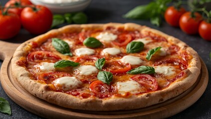 Aromatic Flatbread with Fresh Toppings, Culinary Presentation, Simple Visual Harmony.