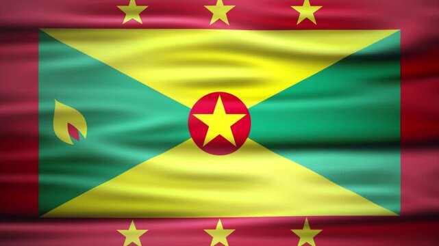 Waving National Flag of grenada in the Wind 4K Animation