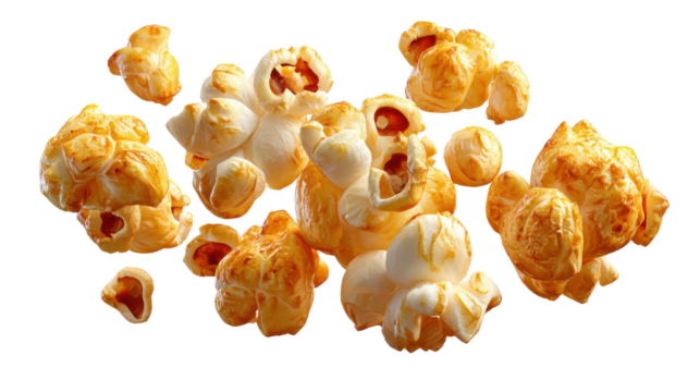 Golden Popcorn Temptation: A close-up shot of individual popcorn kernels, each bursting with texture and the promise of a delightful treat. A visual feast for any snack enthusiast.