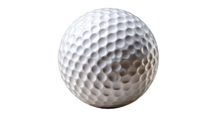 Golf Ball with Dimples: A close-up view of a pristine golf ball showcases its iconic dimpled surface, ready for a swing, promising a game of precision and focus.