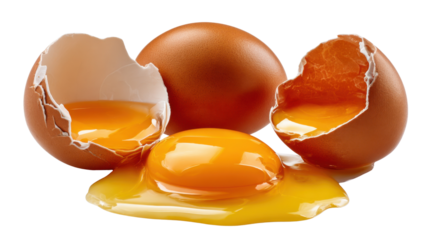 broken egg on white background