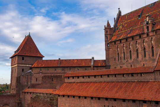 Malbork Castle red brick Gothic walls and towers in Malbork, Poland