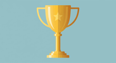 Golden trophy symbolizing achievement and victory against a simple blue background