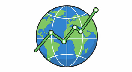 Global economic growth chart on planet Earth illustration