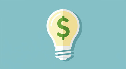 Bright idea symbolized by a glowing lightbulb with a dollar sign inside