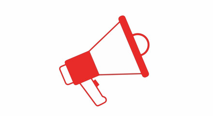Bright red megaphone illustration on a white background, symbolizing announcement or promotion.