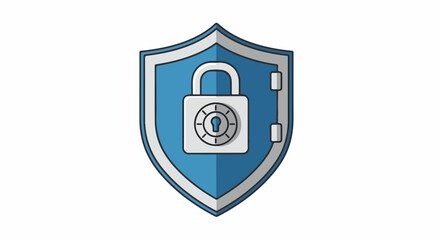 Secure digital shield with a locked padlock symbolizing data protection and cybersecurity.