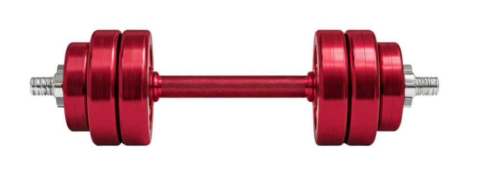 Red Dumbbell for Strength: A vibrant red dumbbell, a symbol of fitness, power, and dedication, ready for a workout to build muscle and enhance strength.