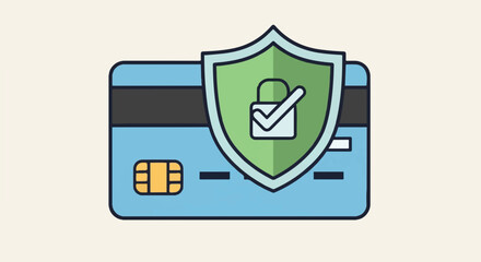 Secure credit card with protective shield and lock icon for safe online transactions