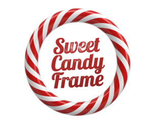 Circular candy cane frame with sweet candy frame text for festive holiday decorations