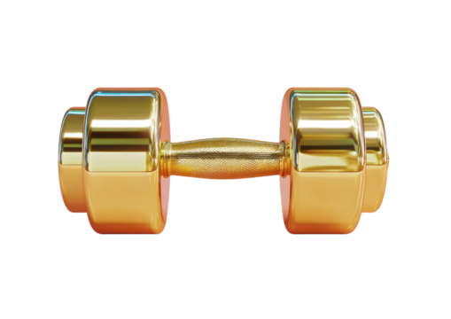 Golden Dumbbell: A gleaming, golden dumbbell stands as a symbol of strength, health, and dedication to fitness. Embodying the spirit of training and physical well-being.