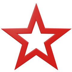 Red star icon with smooth edges and glossy finish