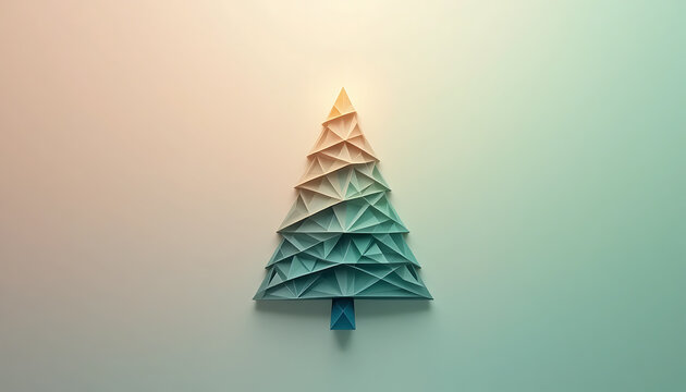 Abstract Geometric Christmas Tree with Triangular Layers in Soft Pastel Colors
