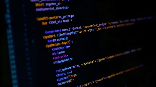 Coding lines on a dark background showing the complexity and technical nature of programming