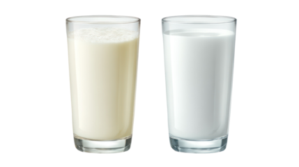 Two glasses of milk isolated on transparent background