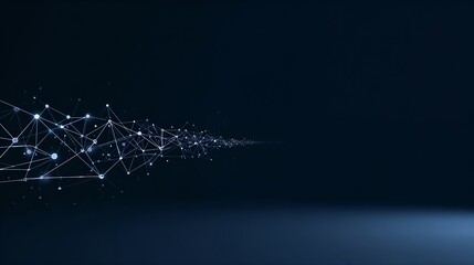 A futuristic digital network connection with glowing nodes. This image suggests interconnectedness and technological advancement