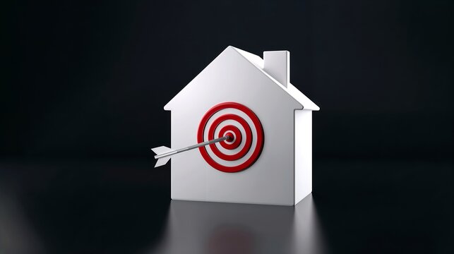 A house with a target on it, symbolizes goals and success