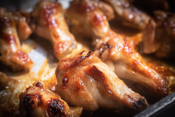 Homemade dried chicken wings on a silver tray