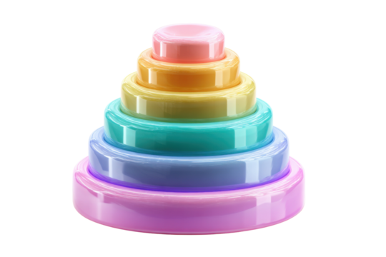 Playful Rainbow Stacking Toy: A vibrant and captivating image of a colorful stacking toy, designed with concentric circles in a delightful spectrum of hues.