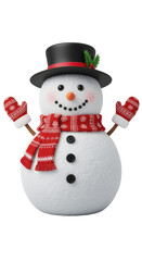 heerful snowman with red scarf and mittens