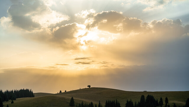 summer sunset in the mountains