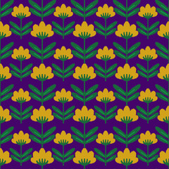 Seamless pattern with abstract yellow flowers. Floral background.