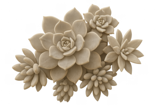 Beige succulent plants forming a decorative cluster